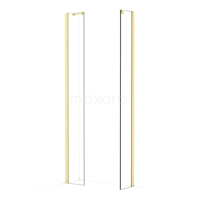 Diamond Walk-in shower | 30x30 cm Light gold Clear glass 2 fixed walls IDB0303410LG