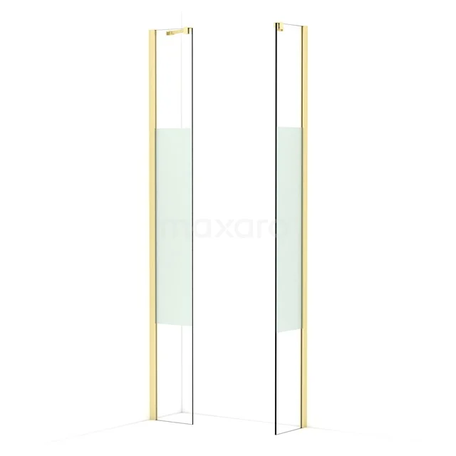 Diamond Walk-in shower | 30x30 cm Light gold Clear with matt strip 2 fixed walls IDB0303413LG
