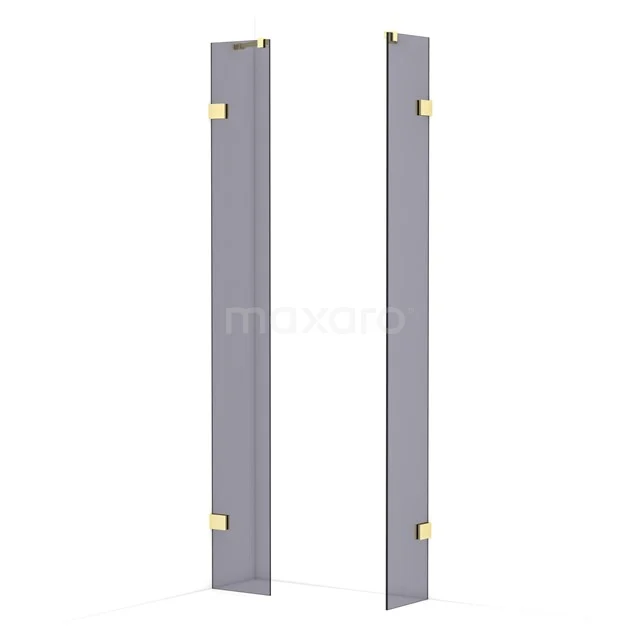 Diamond Walk-in shower | 30x30 cm Light gold Smoke glass 2 fixed walls IDB0303421LG