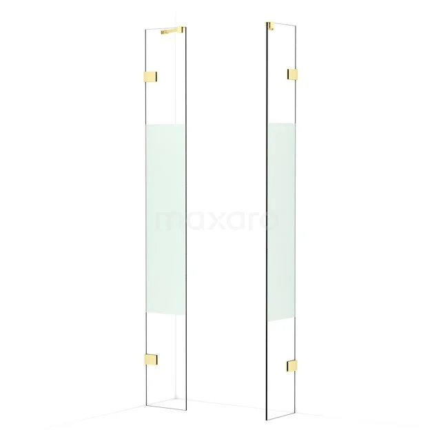 Diamond Walk-in shower | 30x30 cm Light gold Clear with matt strip 2 fixed walls IDB0303423LG