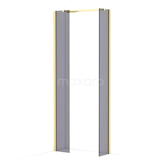 Diamond Walk-in shower | 30x30 cm Light gold Smoke glass 2 fixed walls IDB0303511LG