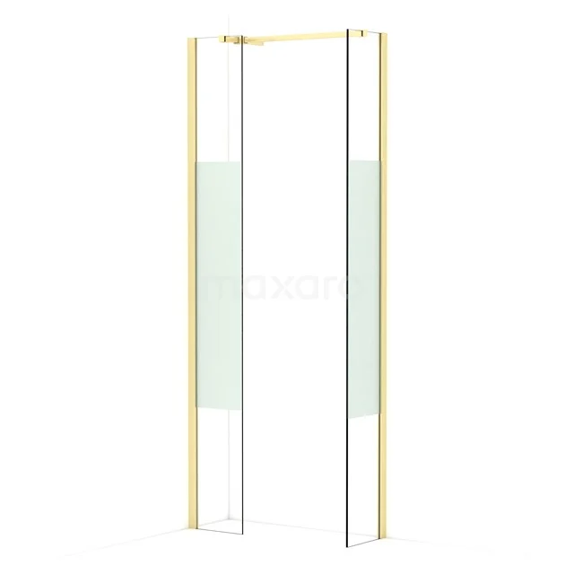 Diamond Walk-in shower | 30x30 cm Light gold Clear with matt strip 2 fixed walls IDB0303513LG