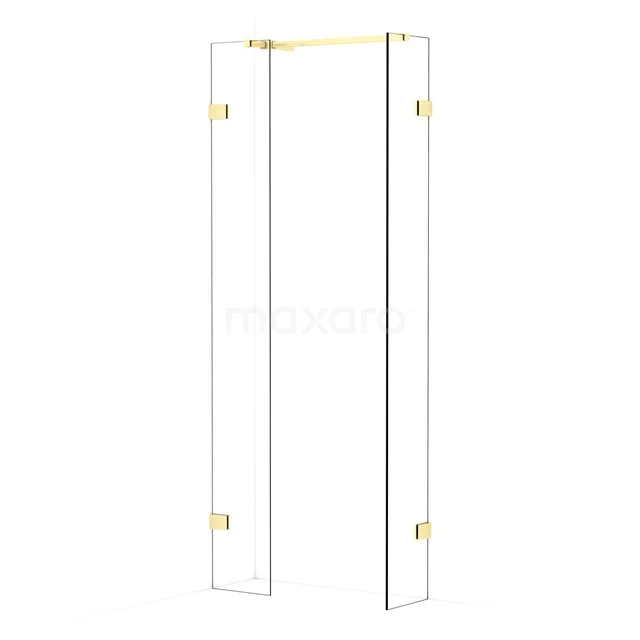 Diamond Walk-in shower | 30x30 cm Light gold Clear glass 2 fixed walls IDB0303520LG