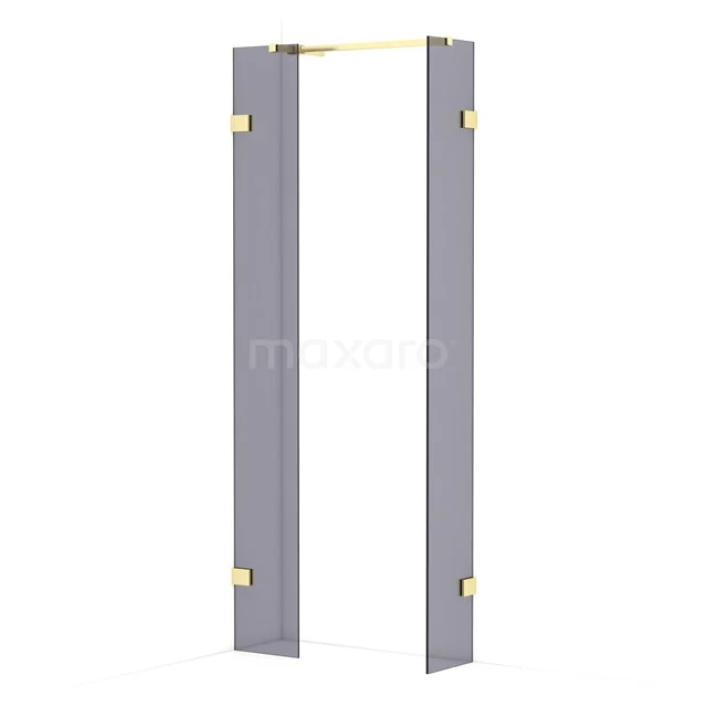Diamond Walk-in shower | 30x30 cm Light gold Smoke glass 2 fixed walls IDB0303521LG