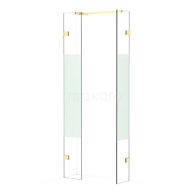 Diamond Walk-in shower | 30x30 cm Light gold Clear with matt strip 2 fixed walls IDB0303523LG