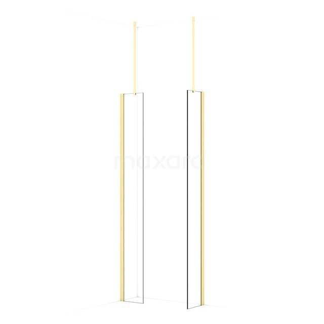 Diamond Walk-in shower | 30x30 cm Light gold Clear glass 2 fixed walls IDB0303910LG