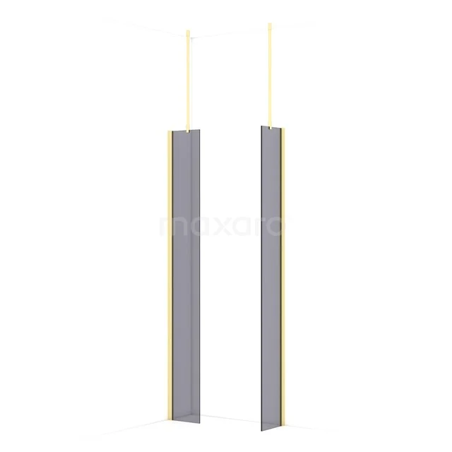Diamond Walk-in shower | 30x30 cm Light gold Smoke glass 2 fixed walls IDB0303911LG