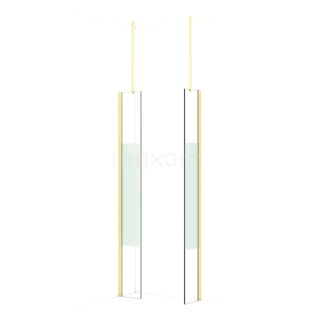 Diamond Walk-in shower | 30x30 cm Light gold Clear with matt strip 2 fixed walls IDB0303913LG