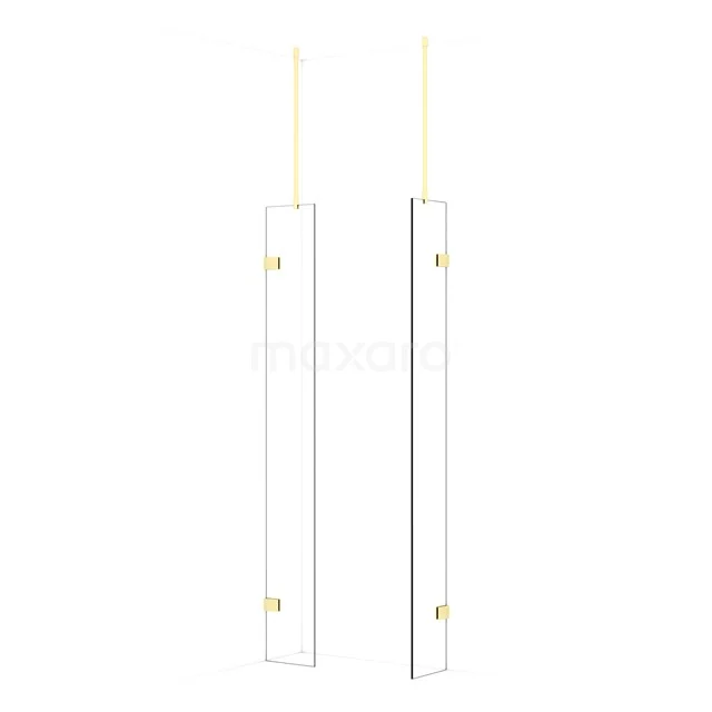 Diamond Walk-in shower | 30x30 cm Light gold Clear glass 2 fixed walls IDB0303920LG