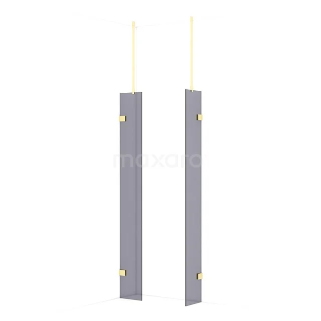 Diamond Walk-in shower | 30x30 cm Light gold Smoke glass 2 fixed walls IDB0303921LG