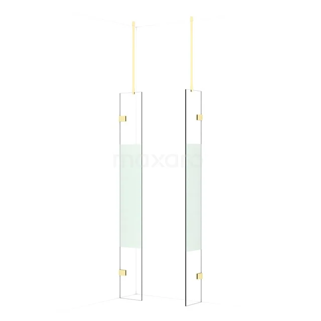 Diamond Walk-in shower | 30x30 cm Light gold Clear with matt strip 2 fixed walls IDB0303923LG