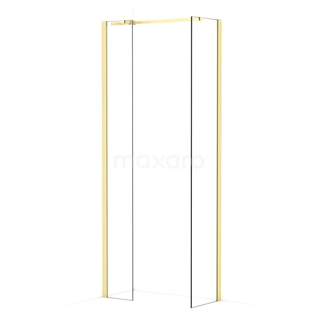 Diamond Walk-in shower | 40x30 cm Light gold Clear glass 2 fixed walls IDB0304310LG