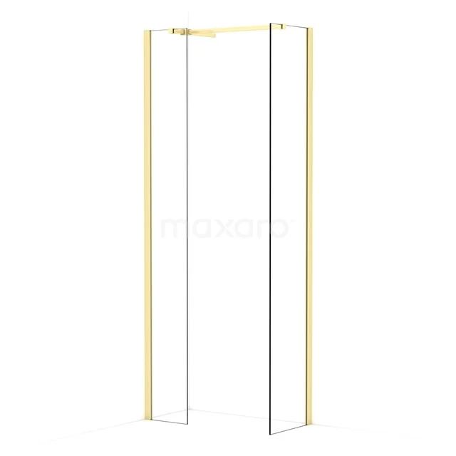 Diamond Walk-in shower | 40x30 cm Light gold Clear glass 2 fixed walls IDB0304510LG