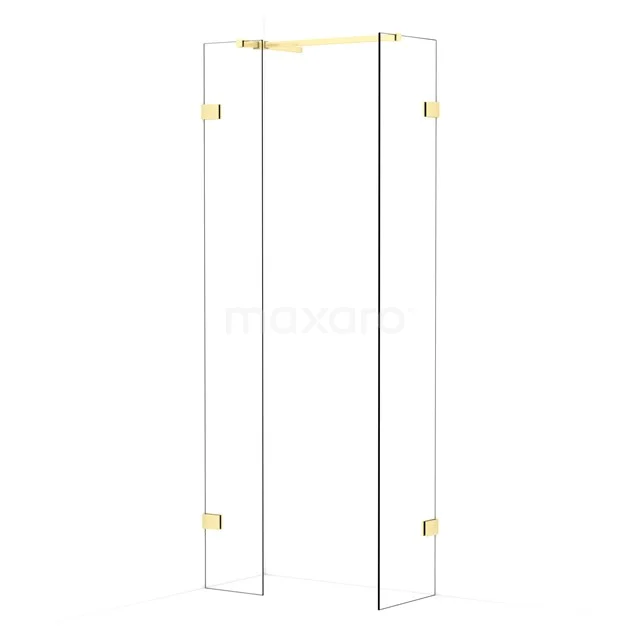 Diamond Walk-in shower | 40x30 cm Light gold Clear glass 2 fixed walls IDB0304520LG