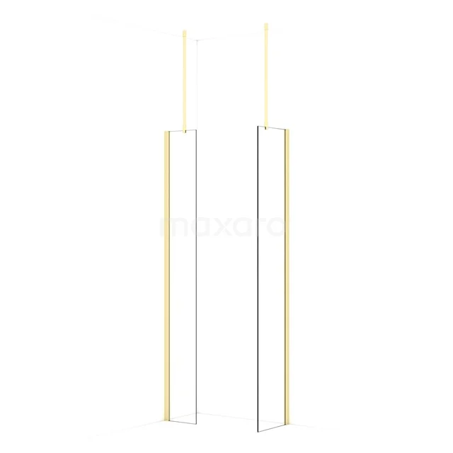 Diamond Walk-in shower | 40x30 cm Light gold Clear glass 2 fixed walls IDB0304910LG