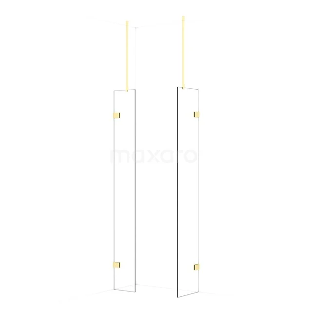 Diamond Walk-in shower | 40x30 cm Light gold Clear glass 2 fixed walls IDB0304920LG