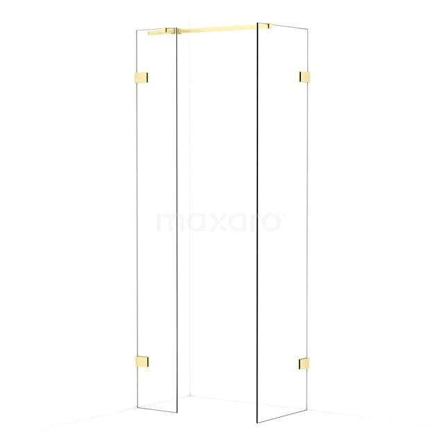 Diamond Walk-in shower | 50x30 cm Light gold Clear glass 2 fixed walls IDB0305320LG