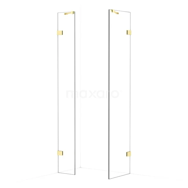 Diamond Walk-in shower | 50x30 cm Light gold Clear glass 2 fixed walls IDB0305420LG