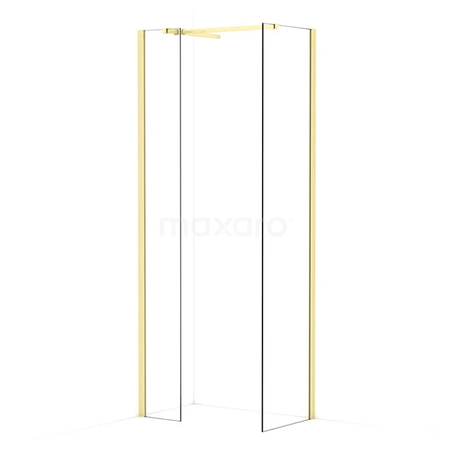 Diamond Walk-in shower | 50x30 cm Light gold Clear glass 2 fixed walls IDB0305510LG
