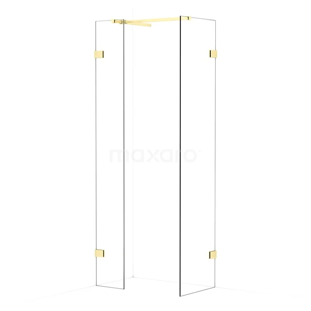 Diamond Walk-in shower | 50x30 cm Light gold Clear glass 2 fixed walls IDB0305520LG