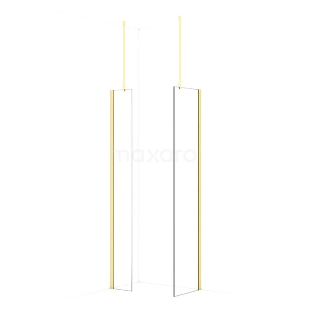 Diamond Walk-in shower | 50x30 cm Light gold Clear glass 2 fixed walls IDB0305910LG