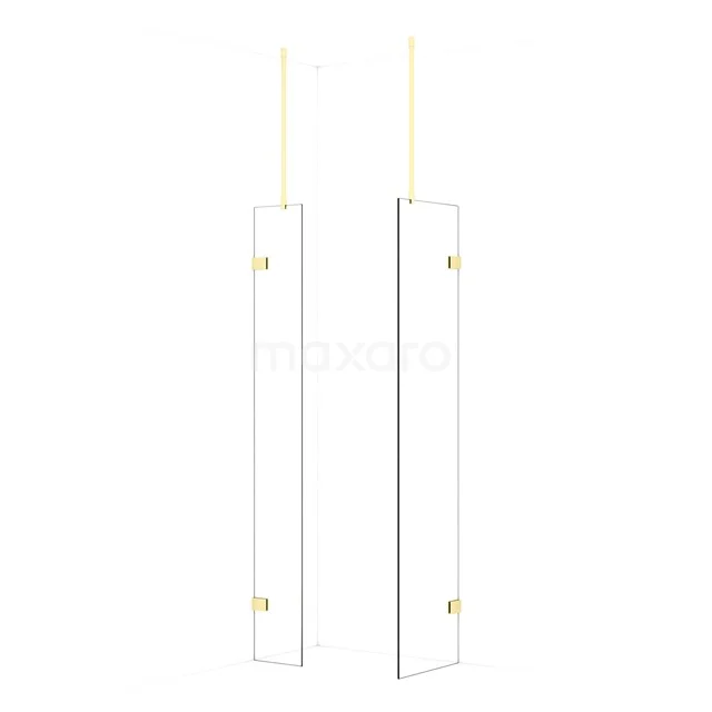 Diamond Walk-in shower | 50x30 cm Light gold Clear glass 2 fixed walls IDB0305920LG