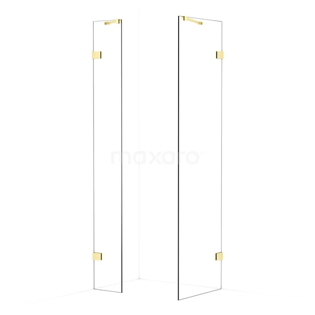 Diamond Walk-in shower | 60x30 cm Light gold Clear glass 2 fixed walls IDB0306420LG