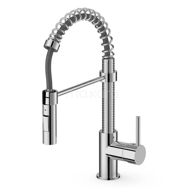 Kitchen tap Pull-out nozzle Balance Chrome, Single lever mixer tap, Chrome F2003A Stainless steel kitchen tap with a flexible, industrial spiral spout, ideal for modern kitchen and bathroom styles.