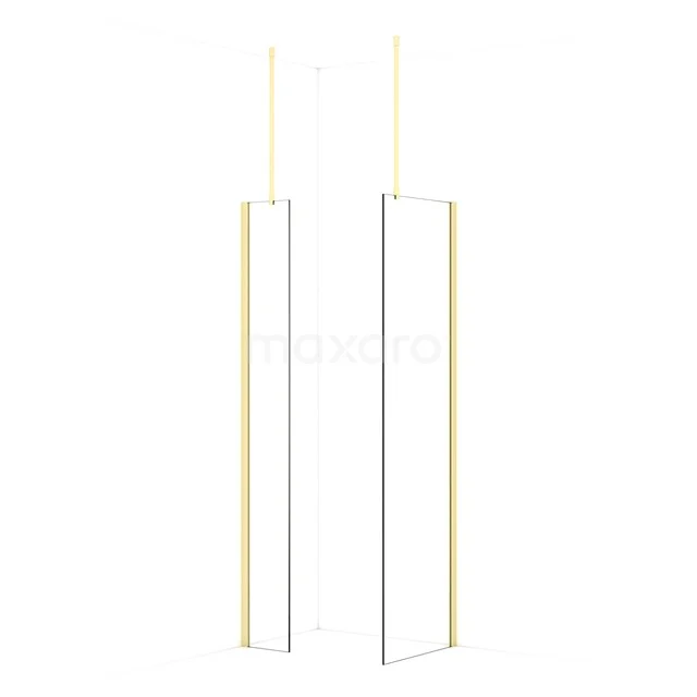 Diamond Walk-in shower | 60x30 cm Light gold Clear glass 2 fixed walls IDB0306910LG