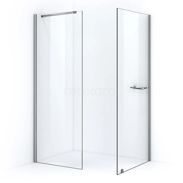 Begehbare Dusche 90x80cm Sicherheitsglas 8mm Chrom IPB0809700C Glas Duschwand mit Scharnier Tür, Klarglas, Chromprofil, minimalistisches Design für ein modernes Badezimmer.