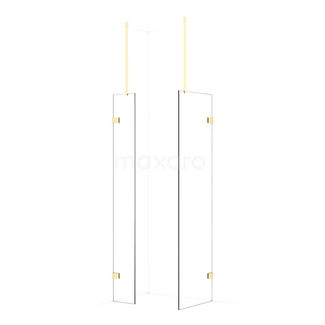 Diamond Walk-in shower | 60x30 cm Light gold Clear glass 2 fixed walls IDB0306920LG