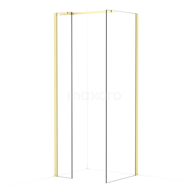 Diamond Walk-in shower | 70x30 cm Light gold Clear glass 2 fixed walls IDB0307310LG