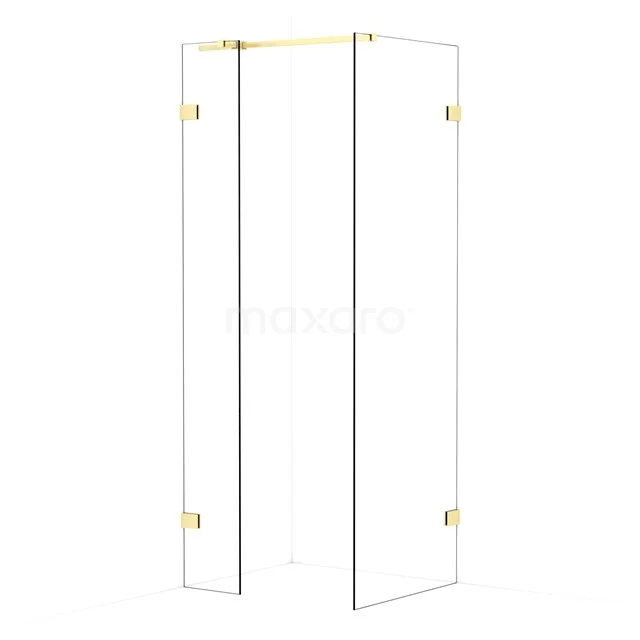 Diamond Walk-in shower | 70x30 cm Light gold Clear glass 2 fixed walls IDB0307320LG