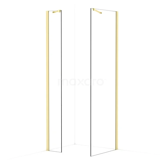 Diamond Walk-in shower | 70x30 cm Light gold Clear glass 2 fixed walls IDB0307410LG