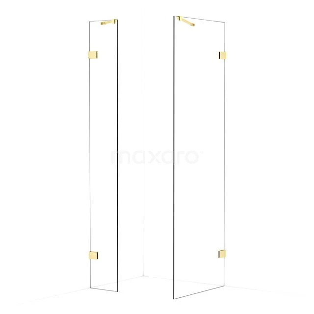 Diamond Walk-in shower | 70x30 cm Light gold Clear glass 2 fixed walls IDB0307420LG