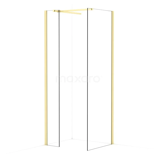 Diamond Walk-in shower | 70x30 cm Light gold Clear glass 2 fixed walls IDB0307510LG