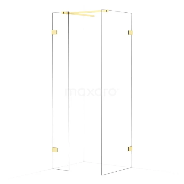 Diamond Walk-in shower | 70x30 cm Light gold Clear glass 2 fixed walls IDB0307520LG