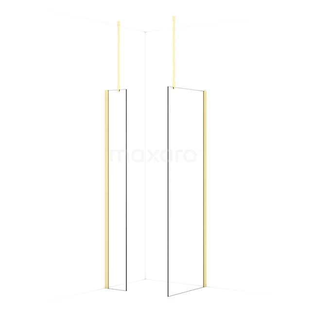 Diamond Walk-in shower | 70x30 cm Light gold Clear glass 2 fixed walls IDB0307910LG
