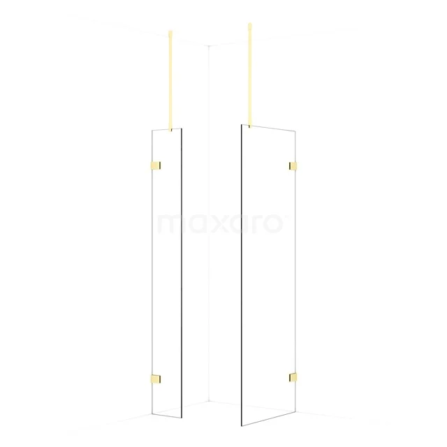 Diamond Walk-in shower | 70x30 cm Light gold Clear glass 2 fixed walls IDB0307920LG