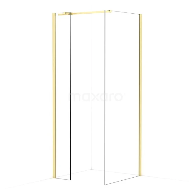 Diamond Walk-in shower | 80x30 cm Light gold Clear glass 2 fixed walls IDB0308310LG
