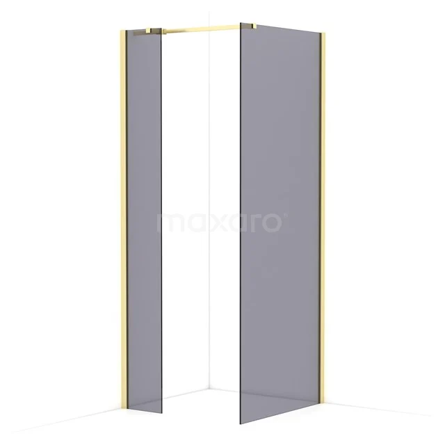 Diamond Walk-in shower | 80x30 cm Light gold Smoke glass 2 fixed walls IDB0308311LG
