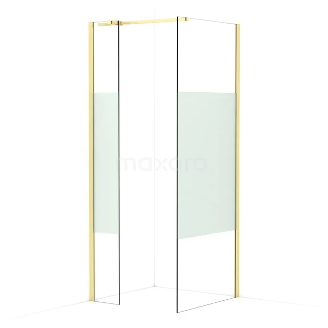 Diamond Walk-in shower | 80x30 cm Light gold Clear with matt strip 2 fixed walls IDB0308313LG