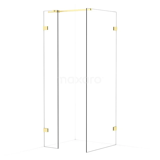 Diamond Walk-in shower | 80x30 cm Light gold Clear glass 2 fixed walls IDB0308320LG