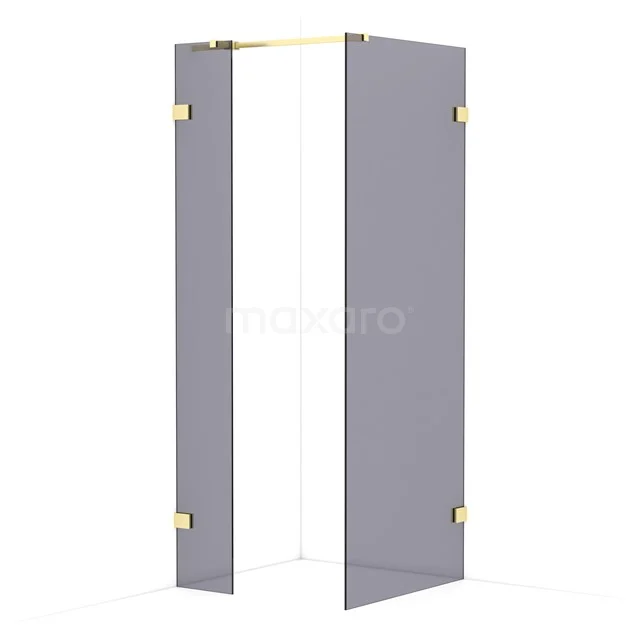 Diamond Walk-in shower | 80x30 cm Light gold Smoke glass 2 fixed walls IDB0308321LG