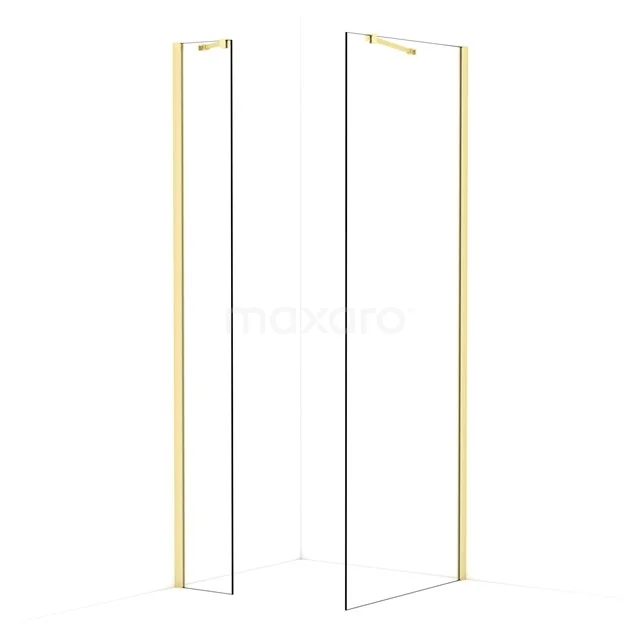 Diamond Walk-in shower | 80x30 cm Light gold Clear glass 2 fixed walls IDB0308410LG
