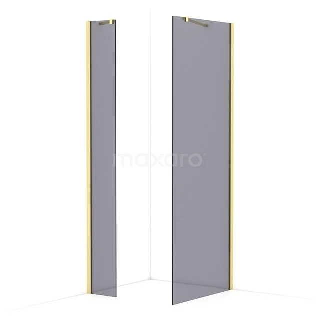 Diamond Walk-in shower | 80x30 cm Light gold Smoke glass 2 fixed walls IDB0308411LG