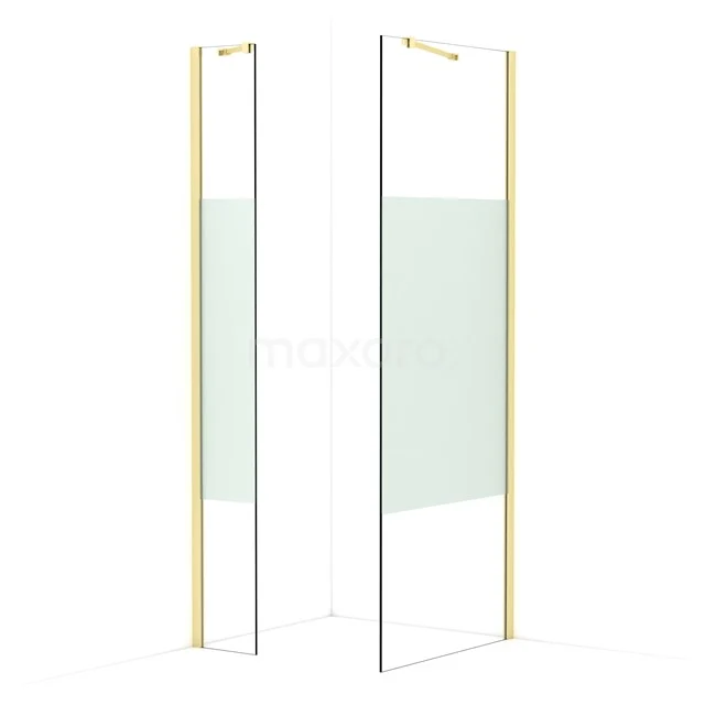 Diamond Walk-in shower | 80x30 cm Light gold Clear with matt strip 2 fixed walls IDB0308413LG