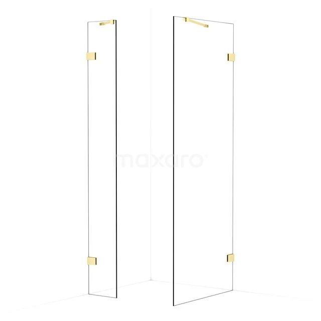 Diamond Walk-in shower | 80x30 cm Light gold Clear glass 2 fixed walls IDB0308420LG