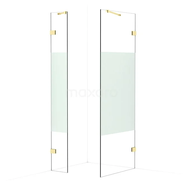 Diamond Walk-in shower | 80x30 cm Light gold Clear with matt strip 2 fixed walls IDB0308423LG