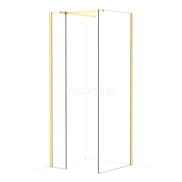 Diamond Walk-in shower | 80x30 cm Light gold Clear glass 2 fixed walls IDB0308510LG